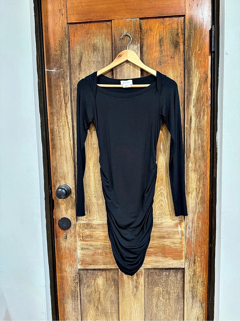 Michael by Michael Kors Ruched Mini Dress in Black Size Small Like New